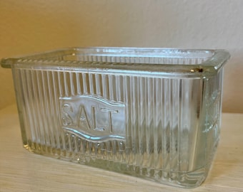 vintage depression era glass ware/salt box