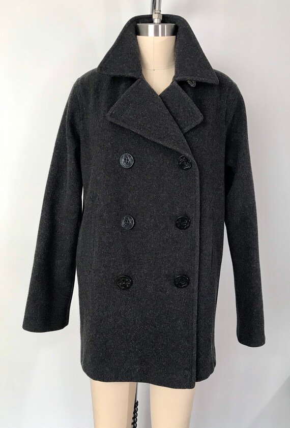 Vintage Grey 100% Merino Wool Pea Jacket /coat With Anchor - Etsy