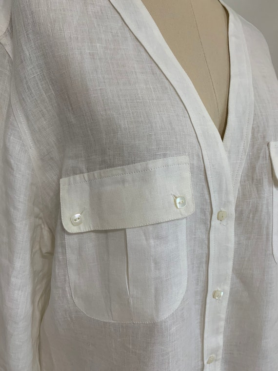 Vintage Max Mara Linen Tunic Shirt/Puro Lino/Whit… - image 5