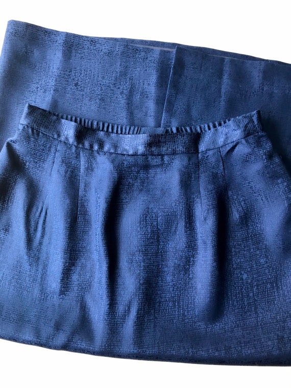 Vintage Midnight Blue Silk Pencil Skirt