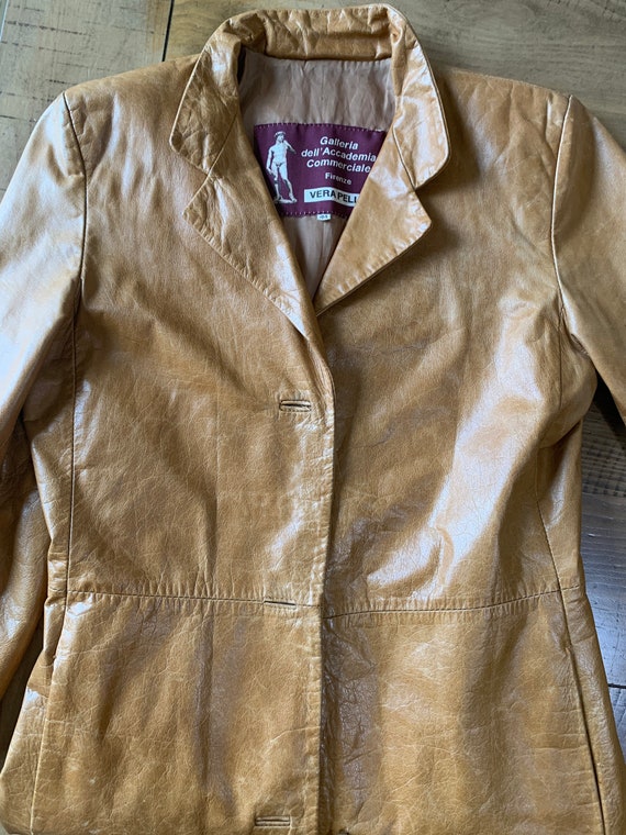 Vintage Italian Leather Jacket /Camel Coat/Woman size… Gem