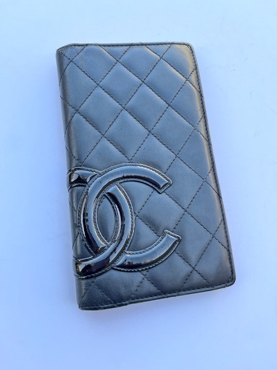 Autentica cartera negra larga Chanel Etsy Espana