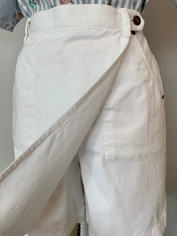 80s Vintage White Denim Skort/High Waisted Shorts/