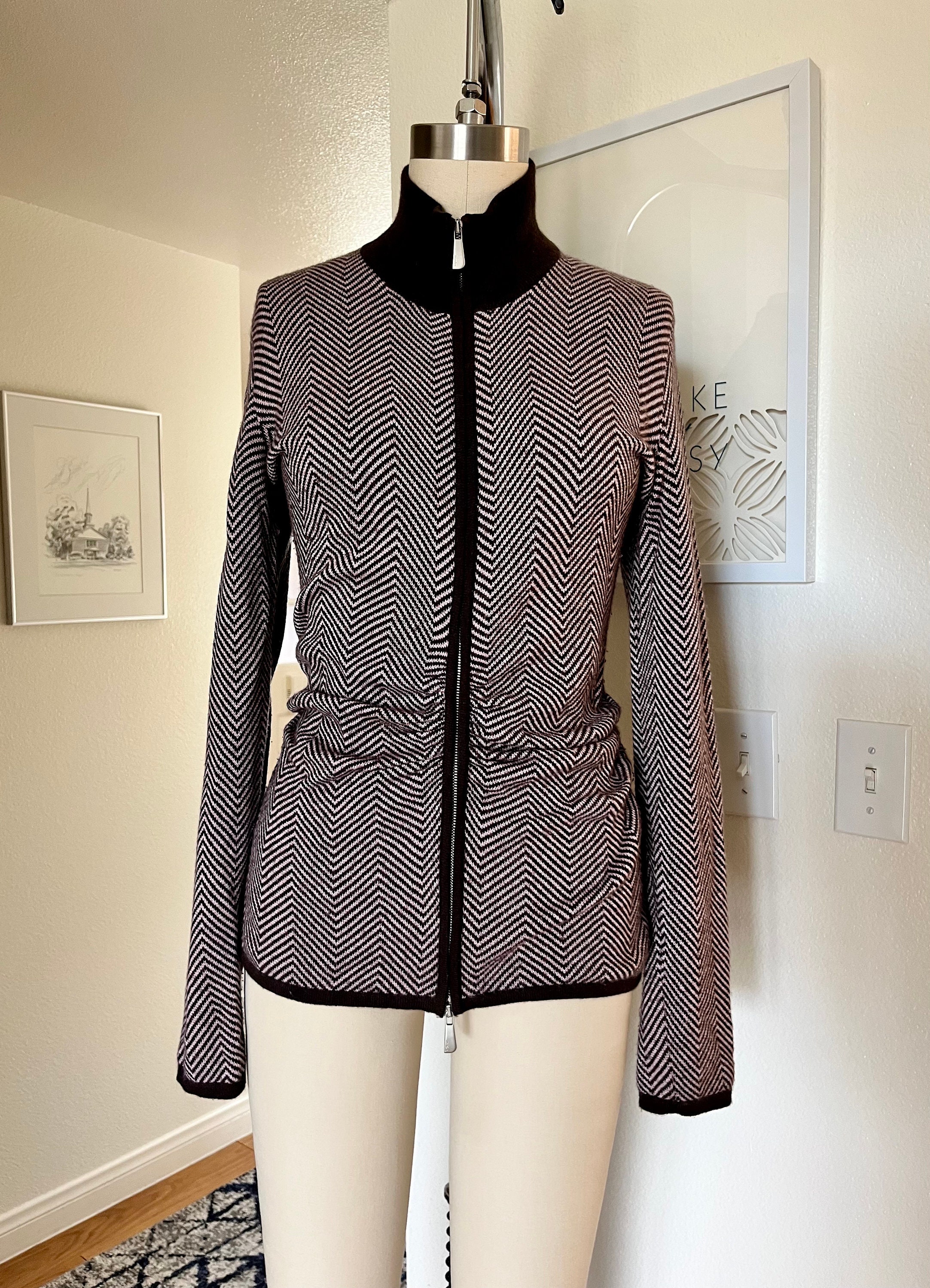 Vintage Malo Cashmere Zip Knit Top/cardigan/pleated Side/ Boutique