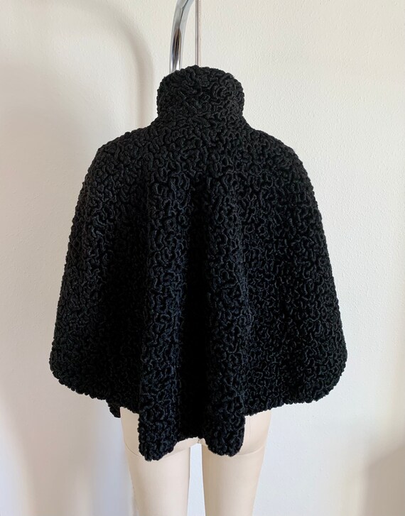 1950s Vintage Faux Curly Lamb Fur Bolero/ Handmad… - image 10