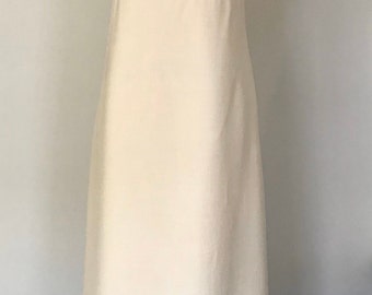 1950s Vintage Gold and Silver Beaded Empire Waist Wedding Dress/Vintage Hand Made Silk Dress/Ivory Cream long Dress/ Size Small