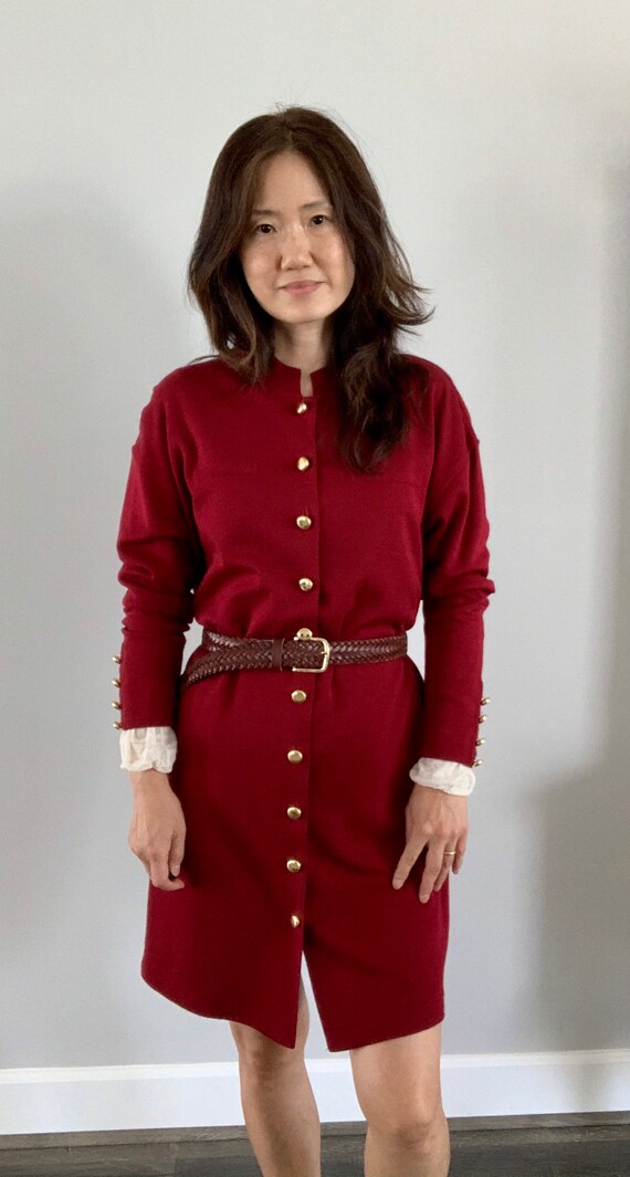 Vintage Knit Dress Jacket Coat/ Duster Sweater/burgundy Red Etsy