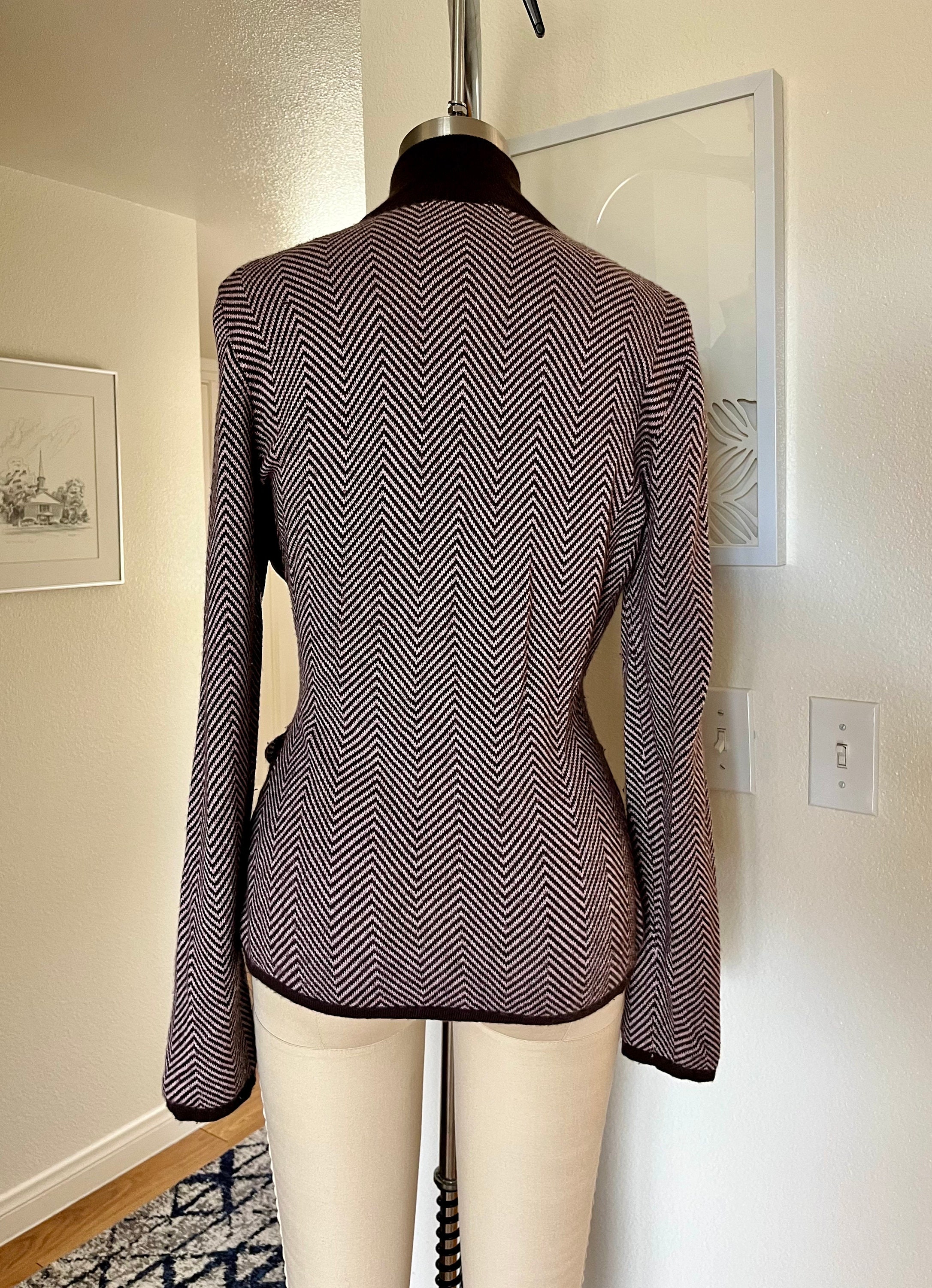Vintage Malo Cashmere Zip Knit Top/cardigan/pleated Side/ Boutique