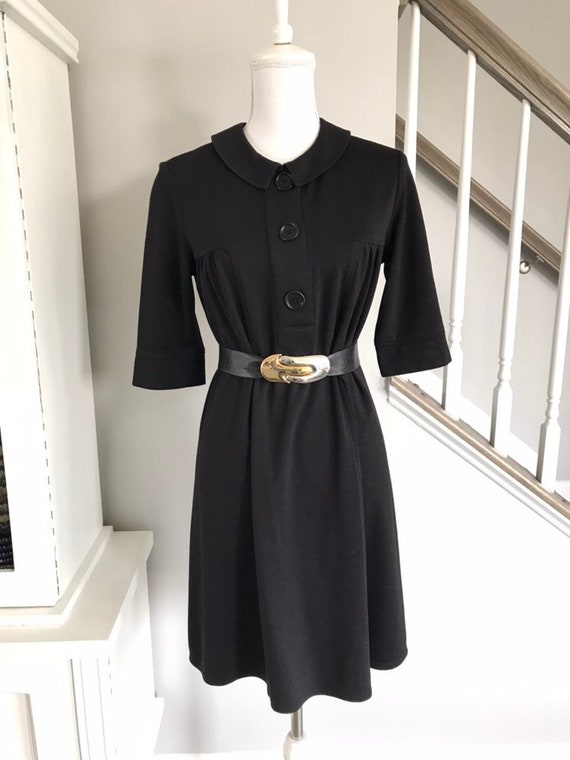 Vintage Black Jersey H Dress/Little Black Dress/T… - image 2