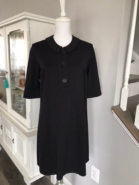 Vintage Black Jersey H Dress/Little Black Dress/T… - image 1