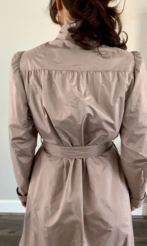 Vintage 70s Trench Coat/Belted Dress/ Mauve/size … - image 6