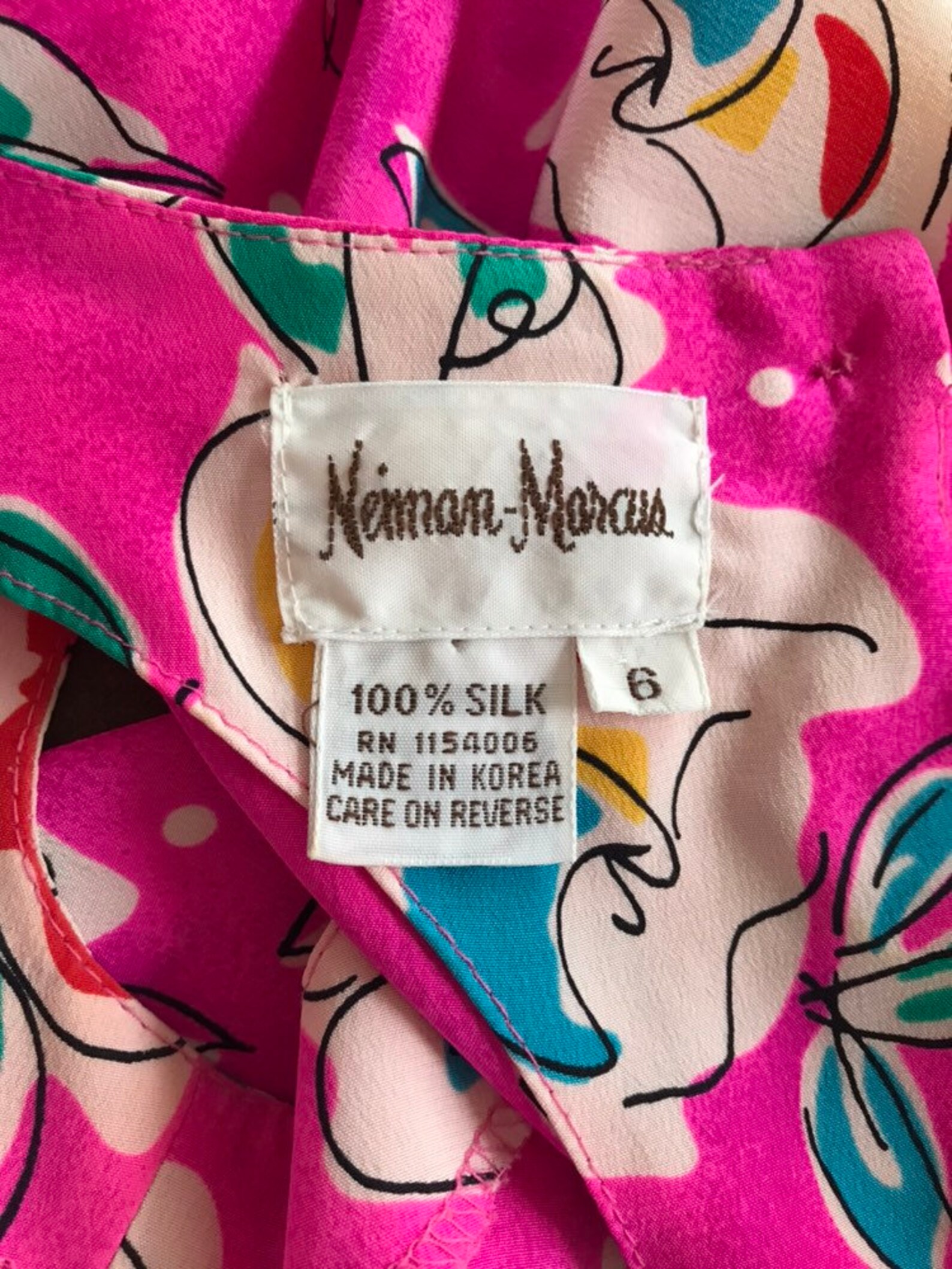 80s Vintage Neiman-marcus Silk Dress/ Vivid Color Roses and Polka Dots ...