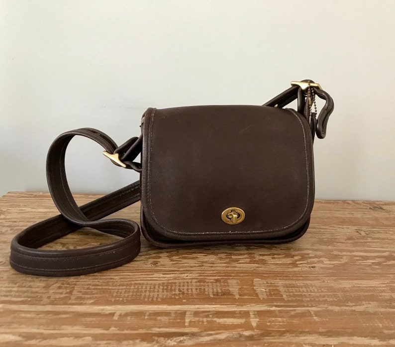 1990s Vintage Coach Trail Shoulder Bag/ Brown Leather Flap | Etsy