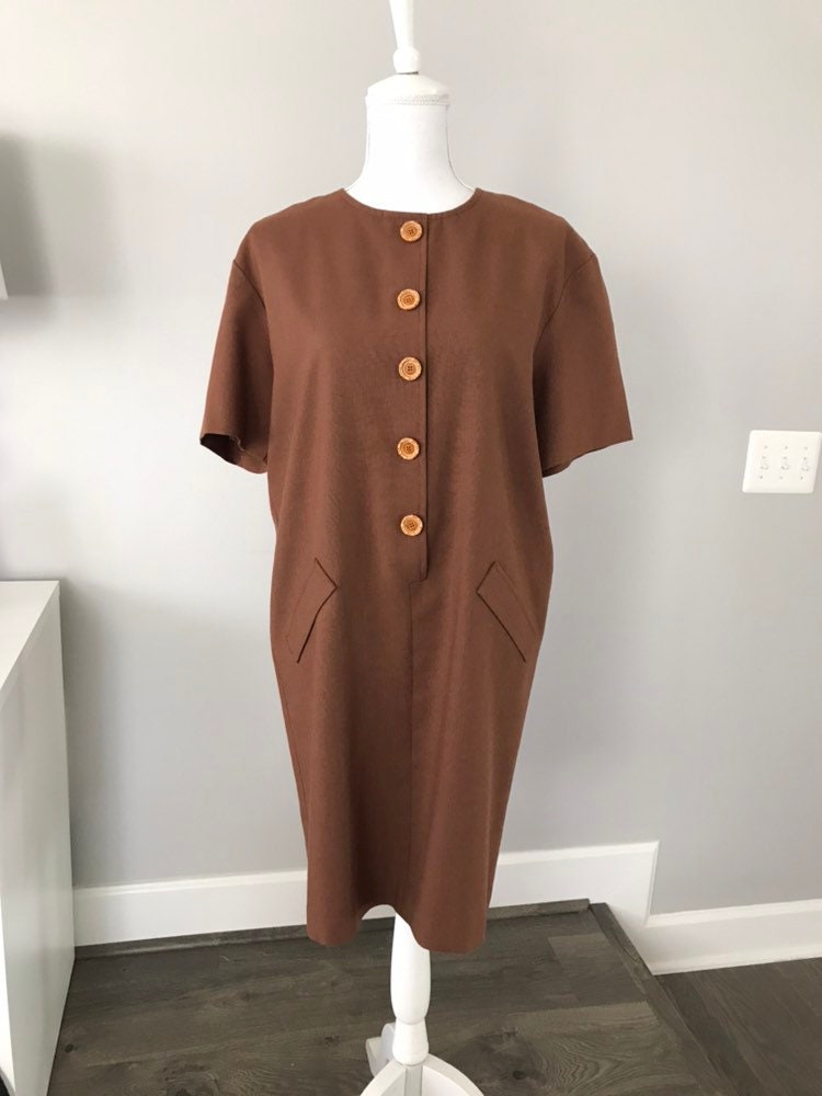 Vintage H line Tunic Dress/Chocolate Brown Dress size s-m | Etsy