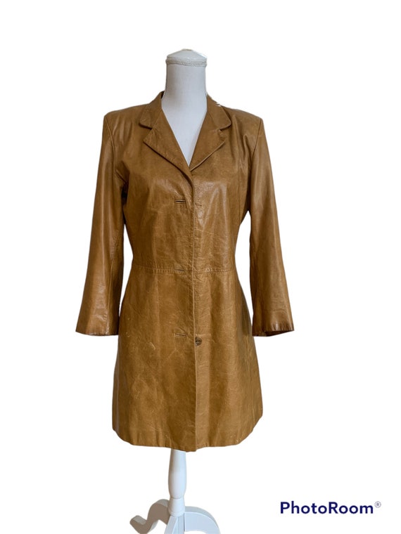 Vintage Italian Leather Jacket /Camel Coat/Woman size… Gem