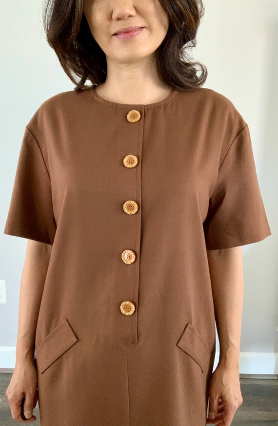 Vintage H line Tunic Dress/Chocolate Brown Dress s