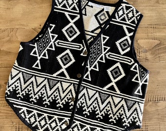 Vintage Southwestern Handmade Vest/ Boho Woven Vest/bohemian Cotton Outer Wear/ size S-M