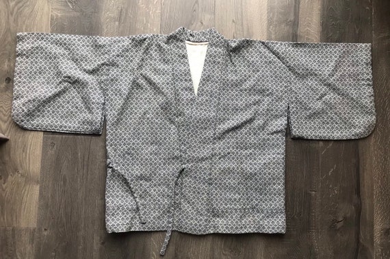 Vintage Kimono Robe Jacket/Woven Silk Wool Robe/ … - image 7
