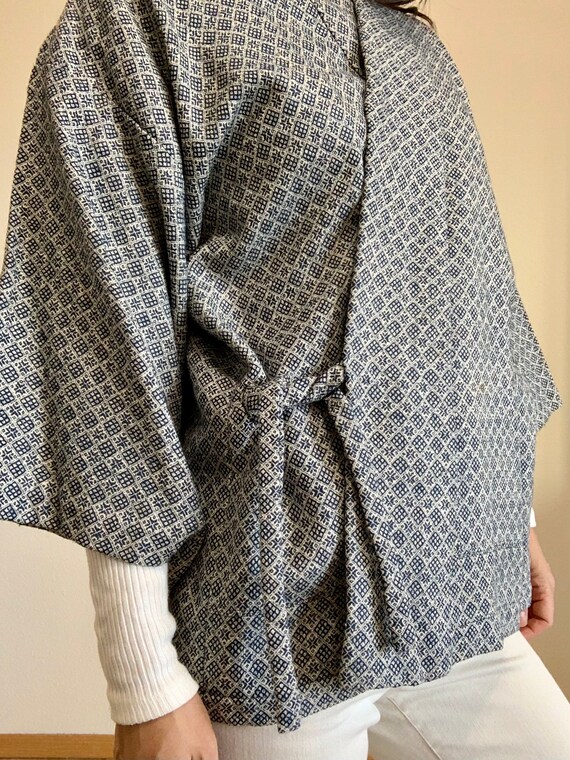 Vintage Kimono Robe Jacket/Woven Silk Wool Robe/ … - image 1