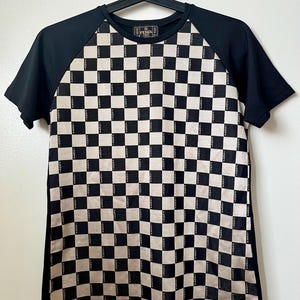 FENDI jeans Logo Kariertes Hemd / Schwarz und Gold / Damengröße S