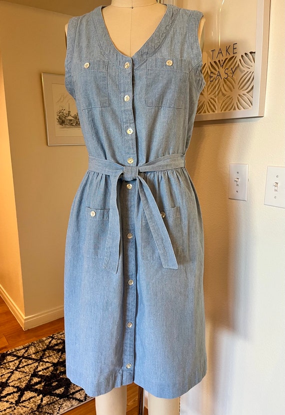 Sleeveless Chambray Shirt Dress main image 0