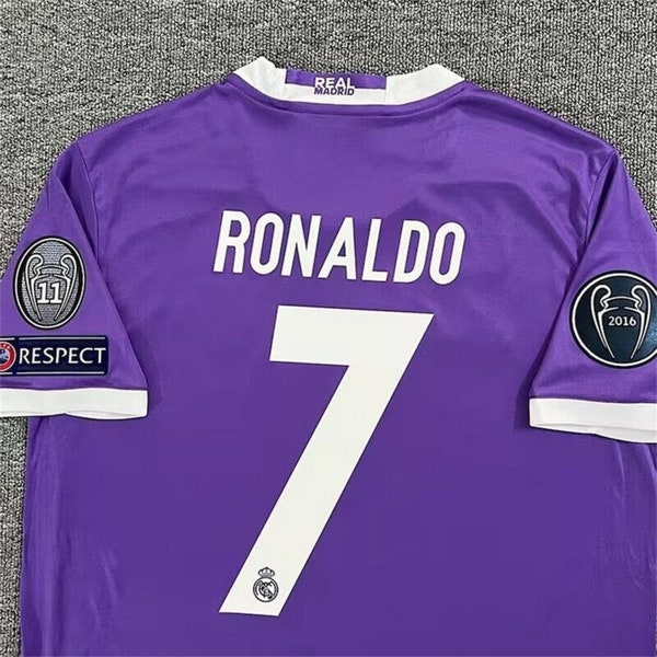 2016-2017 Season Real Madrid Away Jersey, No. 7 Ronaldo Retro Jersey, Champions League Short-sleeved Football Jersey Set