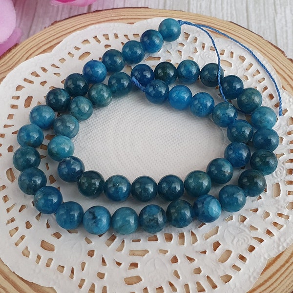 10 pezzi Perle di Apatite, 8 mm, Perle Naturali con Foro, Hobby Creativi, Pietre Semipreziose