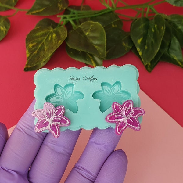 Lily Earrings Silicone Mold, 2 cm, for Resin, Polymer Clay, Wax, Soap, Plaster...