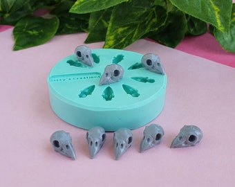 Molde 3D de calavera de loro, 1,5 cm, para resina epoxi, arcilla polimérica, cera, jabón, yeso...