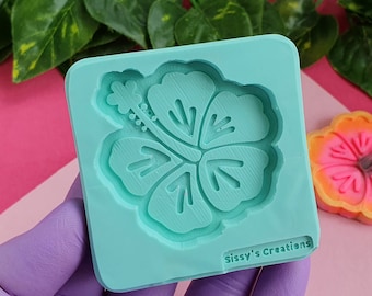 ハワイアンフラワーモールド 3D、ハイビスカス、5cm、エポキシ樹脂、ポリマークレイ、ワックス、石鹸などに使用可能...
