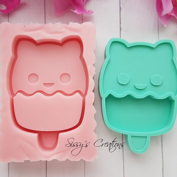 Icicle Kawaii Cat Shaker Mold, 7 cm, for Resin and Polymer Clay