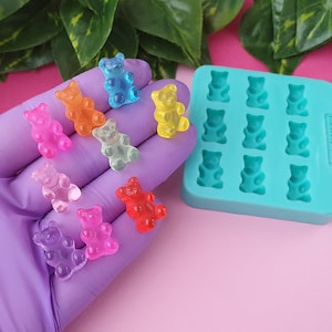 Molde de 9 ursinhos de goma, 2 cm, para resina epóxi, argila polimérica, cera, sabão, gesso...