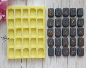 Ancient Runes Cabochon Mold, 2,5 cm, for Epoxy Resin, Polymer Clay, Wax, Soap, Plaster...