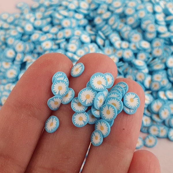 Fiori Blu in Argilla Polimerica, Confetti Fimo Mix, Decorazioni per Resina e Nail Art