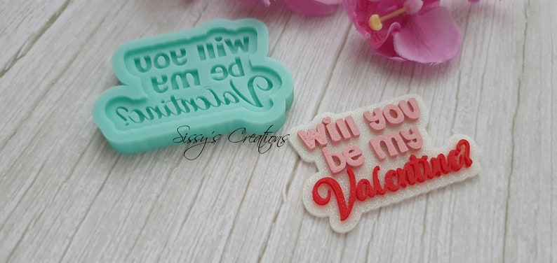 7 cm VALENTINE Word Mold for Resin and Polymer Clay