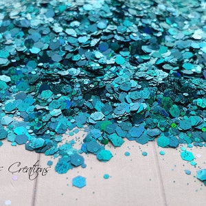 Purpurina holográfica en copos de color azul claro, para decoración de uñas, de calidad cosmética, para arte de resina, holográfica, iridiscente