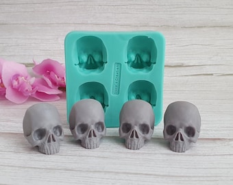 3D Human Skull Silicone Mold for Gothic Jewelry and Memento Mori Art - 3cm