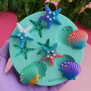 Shells and Starfish Mold, 3 cm, for Epoxy Resin, Polymer Clay. Wax, Soap, Plaster...