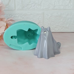 Ghost Cat Halloween Mold, 5 cm, for Resin, Polymer Clay, Wax, Soap, Plaster...