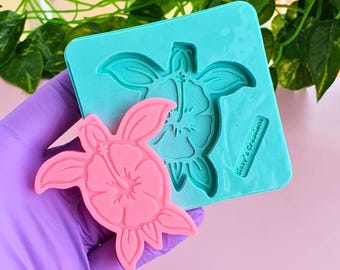 Sea Turtle Hibiscus Flower Silicone Mold - 3D Design for Resin, Clay and Jesmonite 6cm