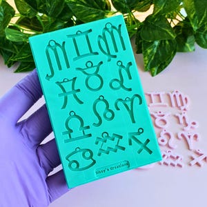 Stampo silicone segni zodiacali con foro per ciondoli e gioielli resina
