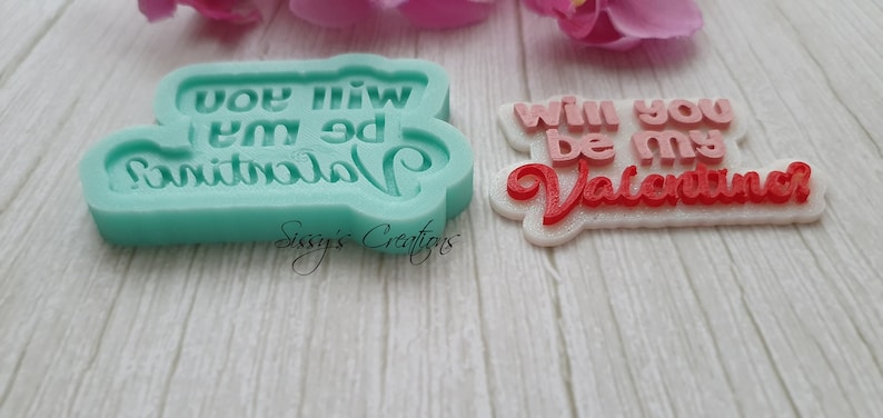 7 cm VALENTINE Word Mold for Resin and Polymer Clay