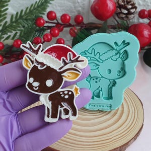 Molde 3D Reno Navideño, 7 cm, para Resina Epoxi, Arcilla Polimérica, Cera, Jabón, Yeso...