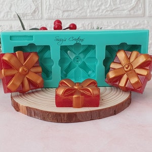 Pacote de presente com 3 peças de molde de Natal 3D, 4 cm, para resina, argila de polímero, cera, sabão, gesso...