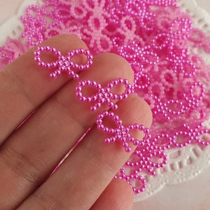 10pz Perle di Fiocco Aperto, Fiocco Fucsia, Cabochon e Decoden