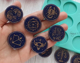 12 Zodiac Signs Silicone Mold for Resin Charms and Astrology Gifts