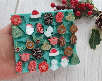 Christmas Cabochon Mold, 2 cm, for Epoxy Resin, Polymer Clay. Wax, Soap, Plaster...