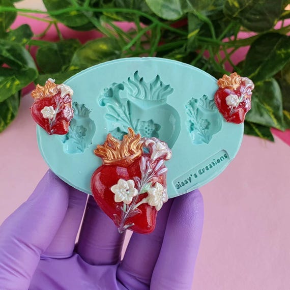 3 Stampi In Silicone A Forma Di Cuore Per Resina, Sapone E Candele