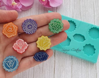 7 Chakra Symbols Silicone Mold - 2cm for Spiritual Jewelry and Yoga Gift