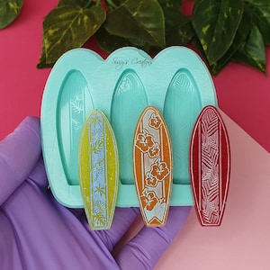 3 pcs Surfboards Silicone Mold, 5 cm, for Resin, Polymer Clay, Wax, Soap, Plaster...
